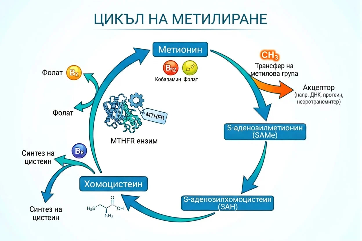 Метилационният цикъл — къде фолатът се активира до 5-MTHF