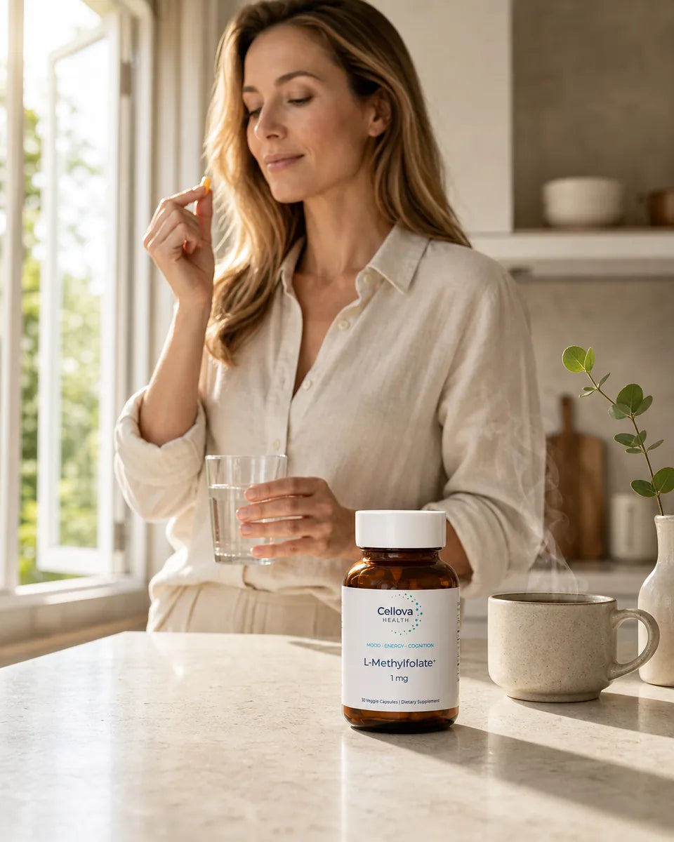 Жена в кухня с L-Methylfolate от Cellova Health